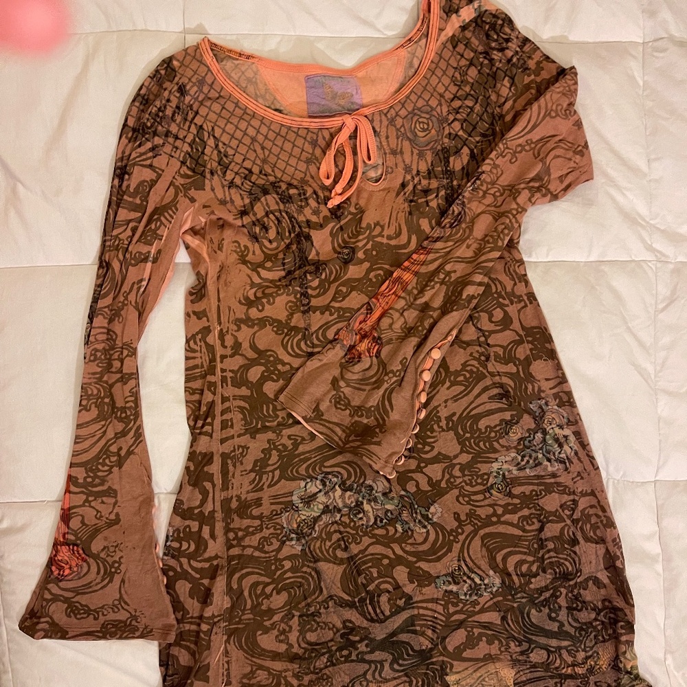 Butterfly Dsigns Tie-Front Dress
